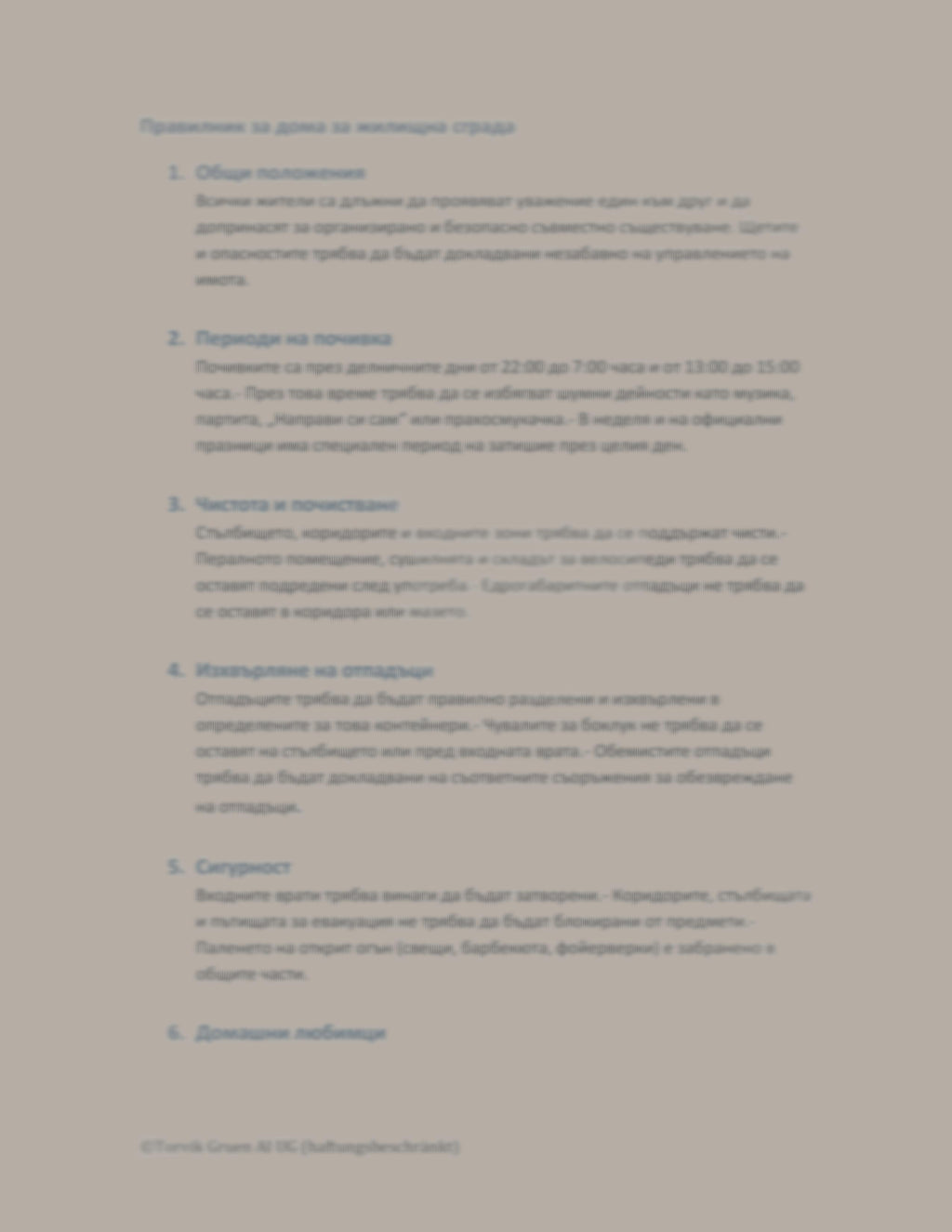 Hausordnung Bulgarisch - Hausordnung für Wohnungen mehrsprachig