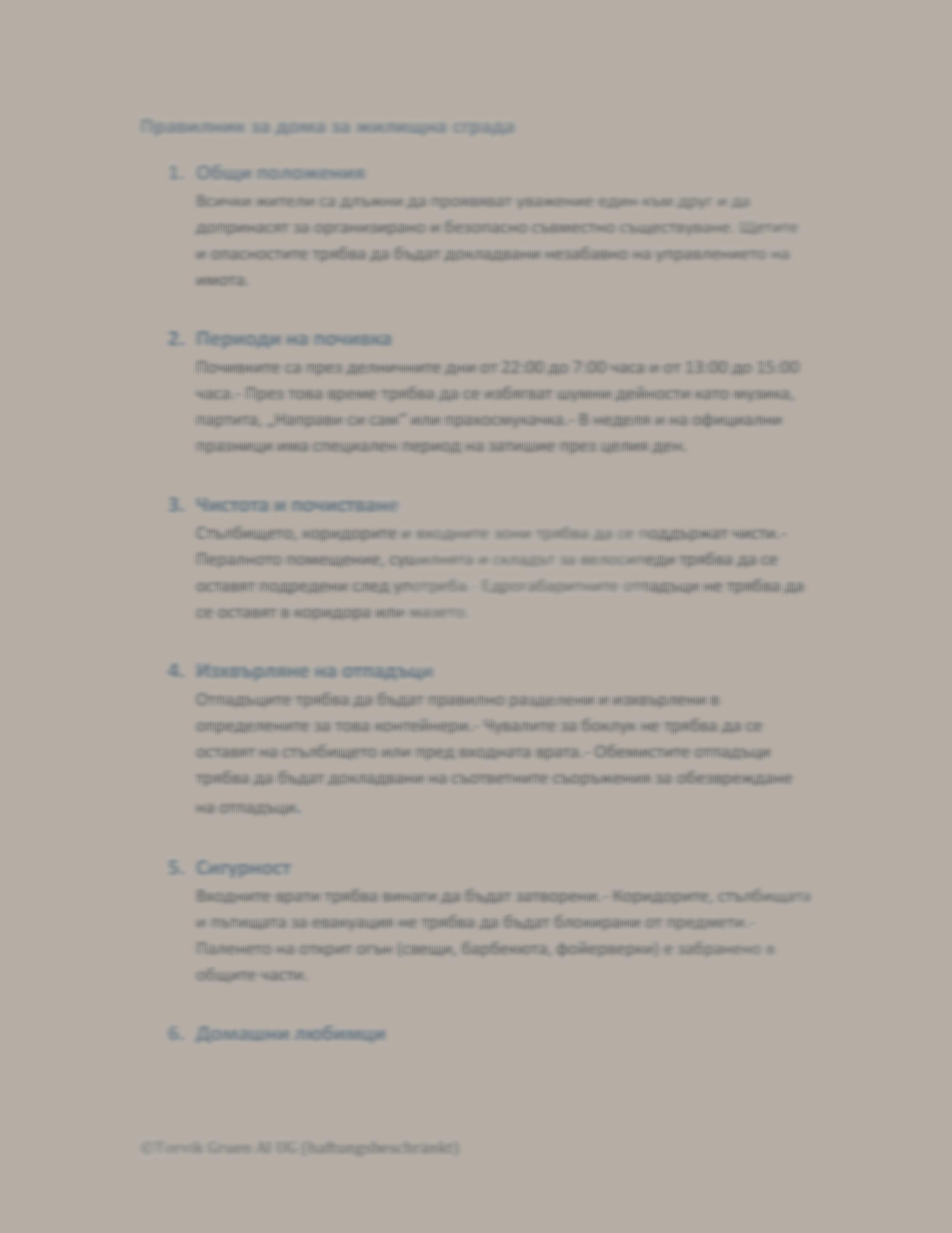 Hausordnung Bulgarisch - Hausordnung für Wohnungen mehrsprachig